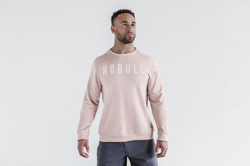 Nobull Crew Men's Hoodie Pink | USA H1568A